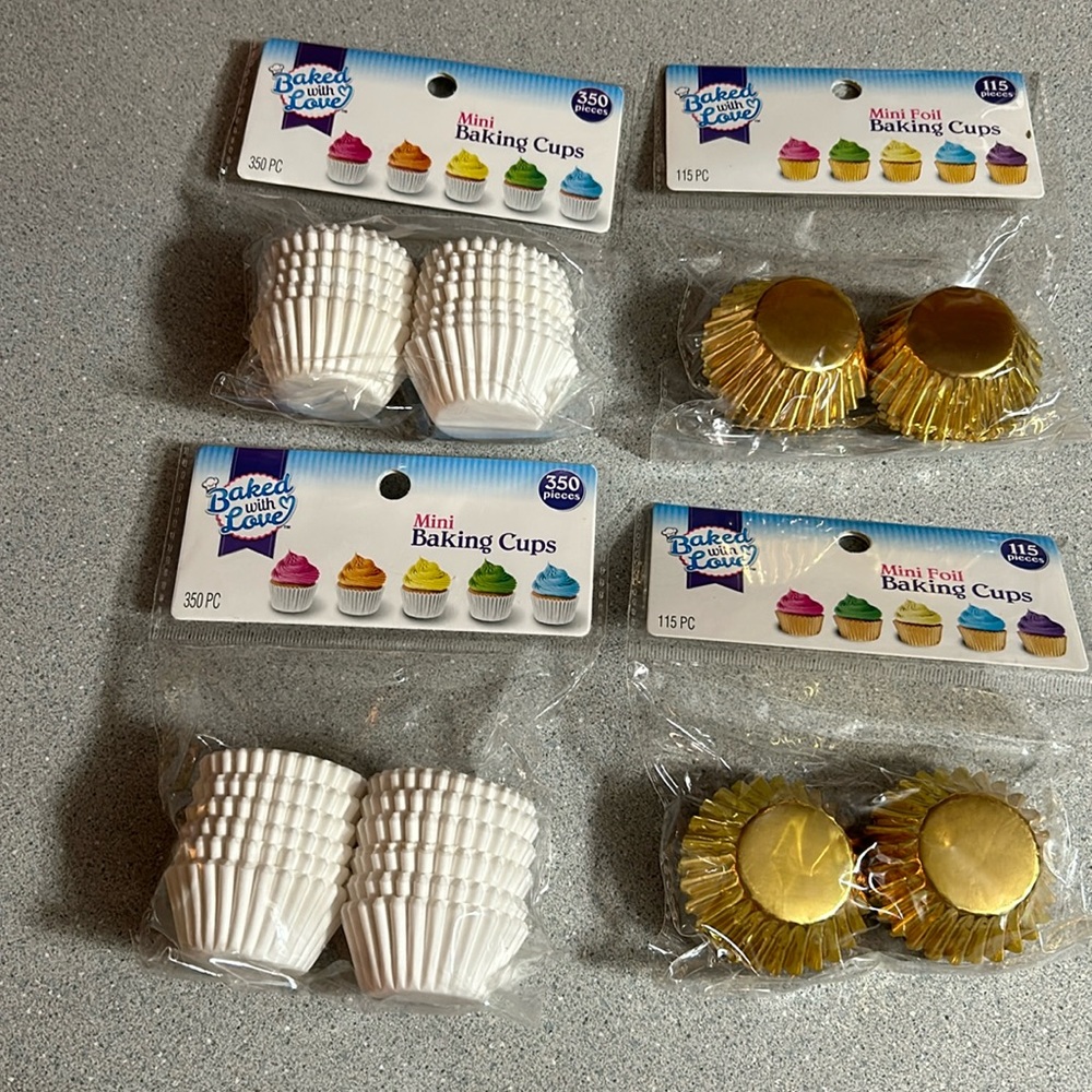 4 Packs - Mini Baking Cups - 700 Pieces White, 230 pieces Gold Foil by ArtSkills